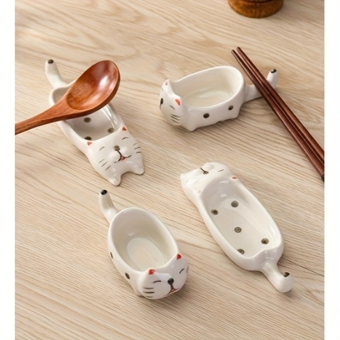 2pcs set cat ceramic   ceramic cute cat multifunctional seasoning plate chopstick holder snack dipping plate13 5 4 5cm 5 31 1 77in versatile   tableware suitable for appetizers desserts sushi sauce small plates Product details 12