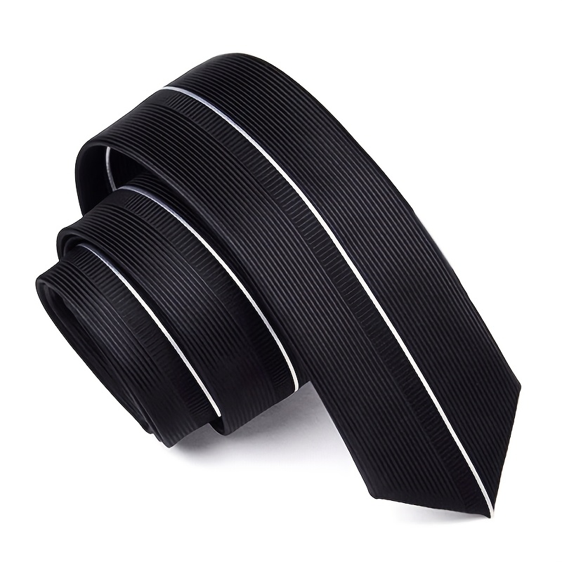 

Lytwlzk Sleek Black Striped Men's Tie - Polyester, Business & Formal