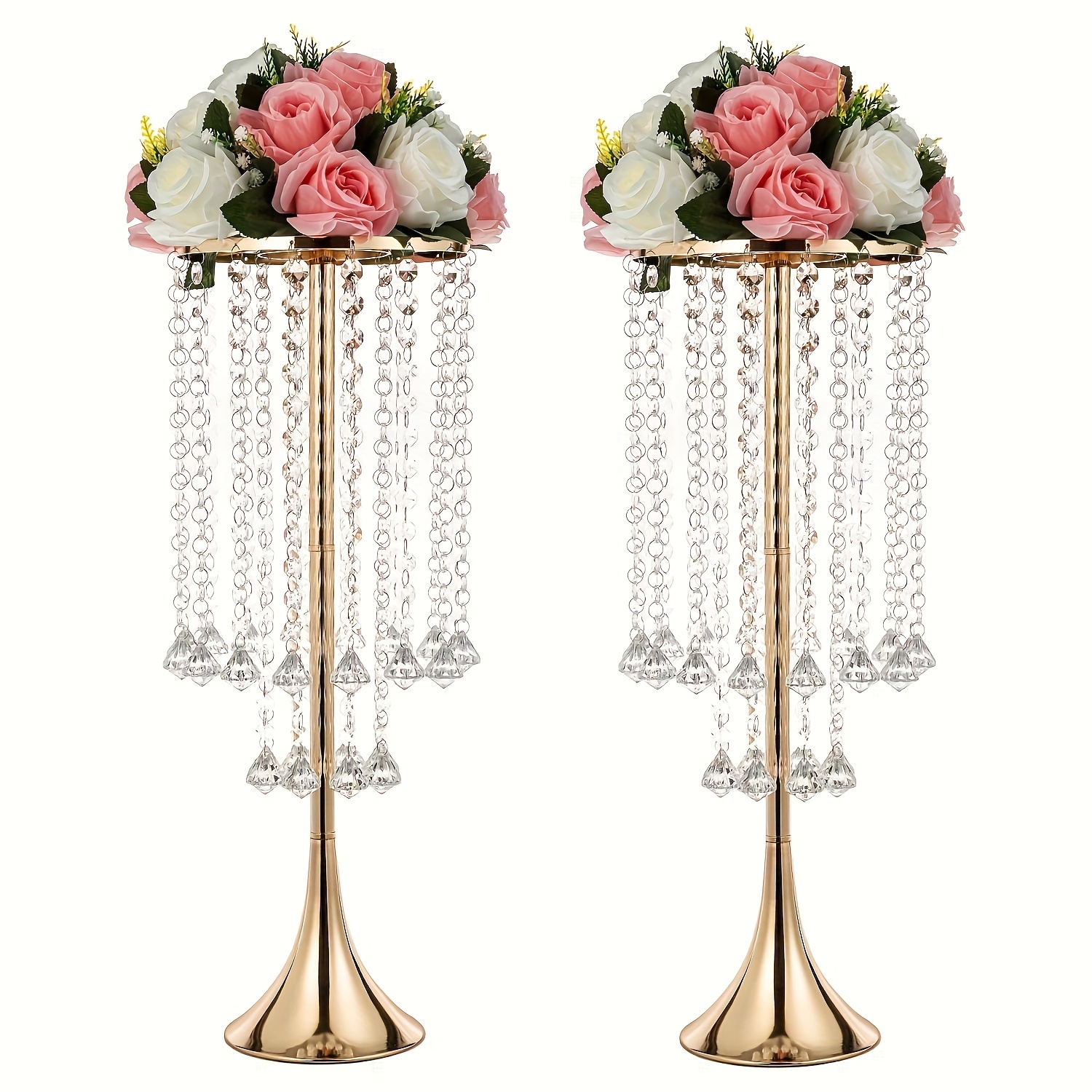 TEMU 2pz Supporto per Fiori da Matrimonio con Perle di , Centrotavola da 21.88 pollici per Tavolo da , Vaso in Metallo per Decorazioni di Compleanno,
