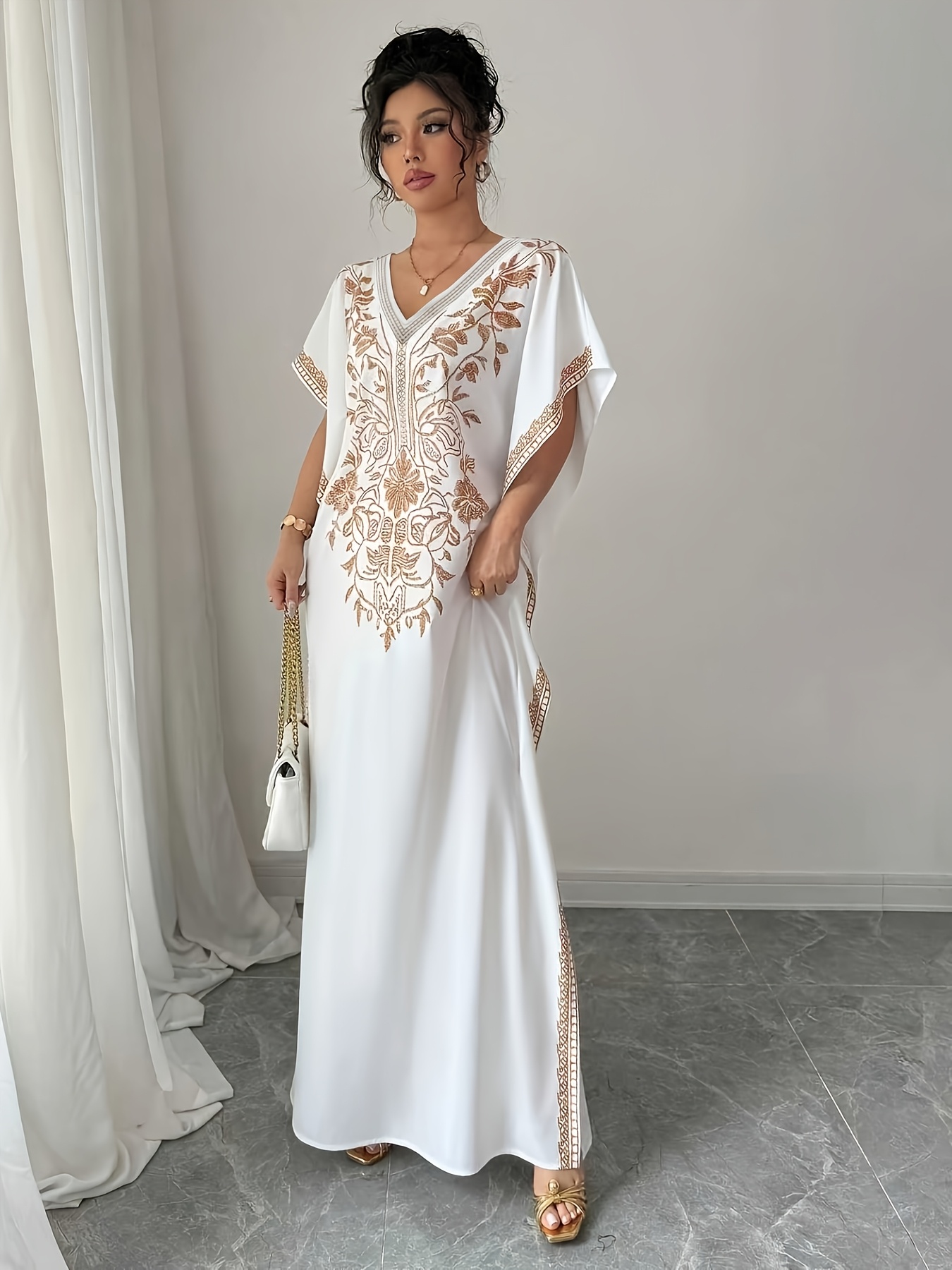 white v neck halter dress White Halter Dress Nara main image 1
