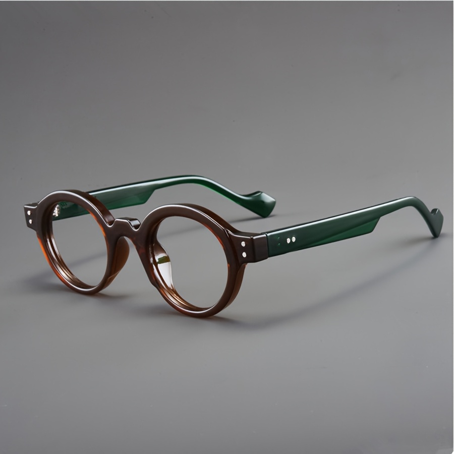 Image of Clog Vintage Round Frame Non- Glasses, Fashion Eyewear With Tortoiseshell Accents, Full Rim Pc Lens & Frame, Decorative Spectacles For Computer Gaming - Valentine's Day & Spring Festival Gift