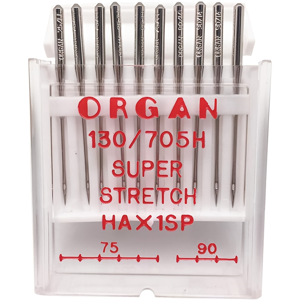 Image of 10 Organ 130/705h Sewing Machine Needles, #75 #90 Combination Needles Hax1sp, Anti-skipping Needles For Stretch Knit Fabric Sewing Machine Accessories