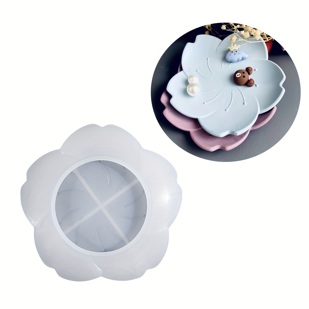E-shop Harz-Silikonform Blumentablett Gießform für Harz Tropfkleberform Blütenblatt-Form Aufbewahrungstablett Ton Gipsform Schlüssel Schmuck