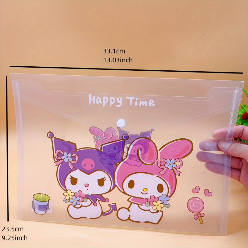 4 pack kuromi melody a4 file bags cute cartoon transparent storage bags travel office document organizers