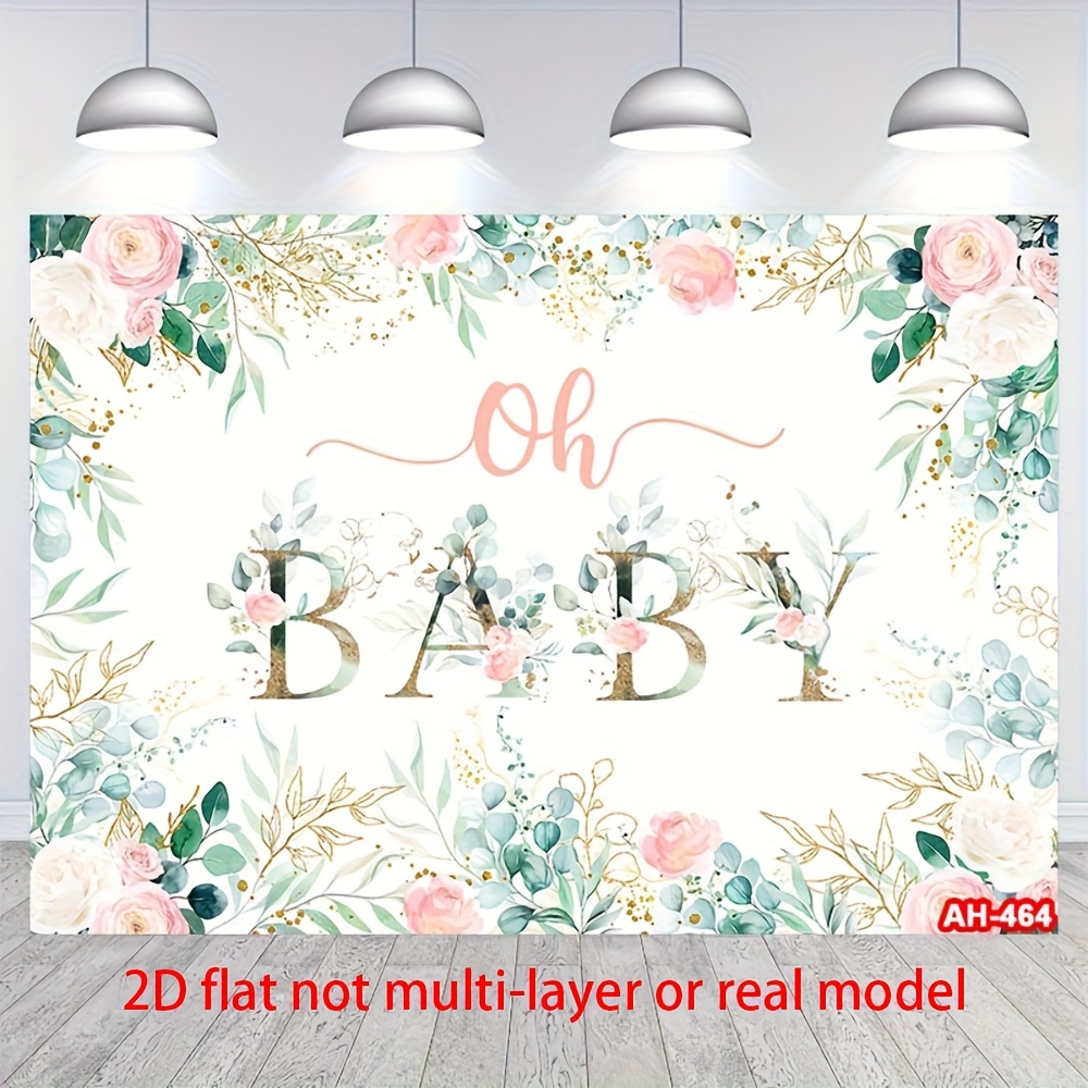 Babyparty-Hintergrund Grün Mit Eukalyptus & Gold – 2,1 X 1,5 M, Geschlechtsneutral, Für Fotos & Deko