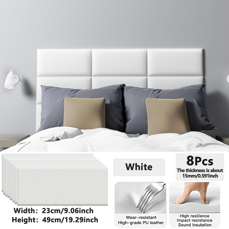 TEMU 4pcs/8pcs 3d Stereoscopic Self-adhesive Anti-collision Soundproof Wall Stickers, Leather Material, Soft And Comfortable, Suitable For Background