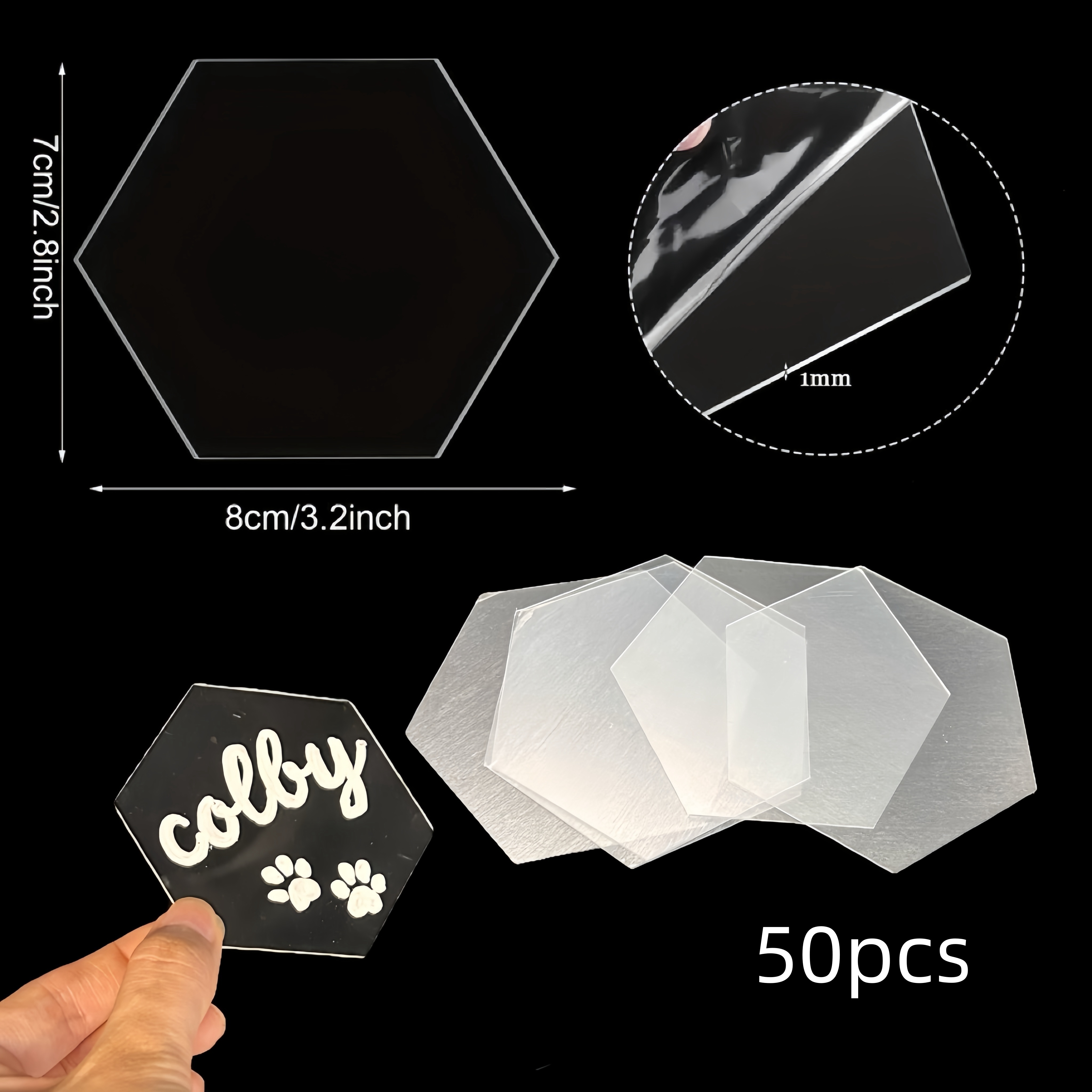 10/30/50/80/120pcs Glossy Clear Acrylic Cards, Acrylic Name Cards, Acrylic Table Number Card, Blank Acrylic Name Plate, Acrylic Seating Chart Cards Sign For Wedding, Diy Table Setting, Banquet Party