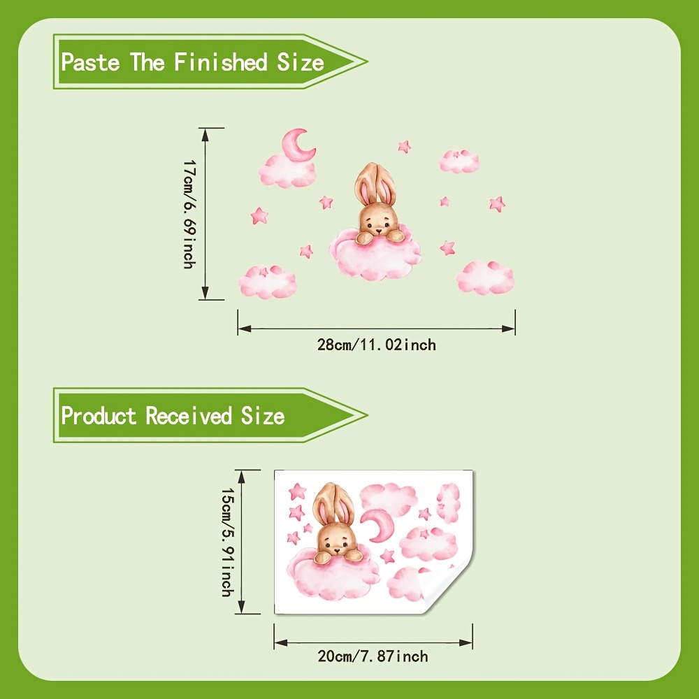 Glow-in-the-Dark Pink Cloud Bunny Wall Sticker