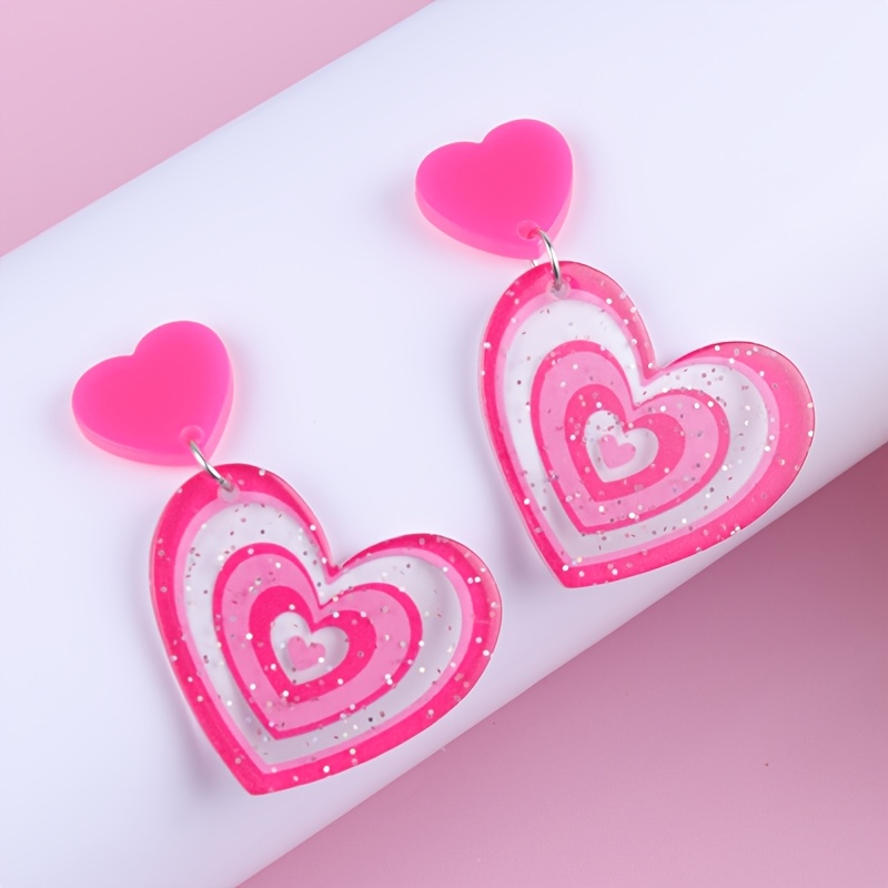 TEMU Pendientes Colgantes de Acrílico de Estilo Boho-Chic Elegante - Pasadores de Acero Inoxidable, Perfectos para de San Valentín y Atuendos