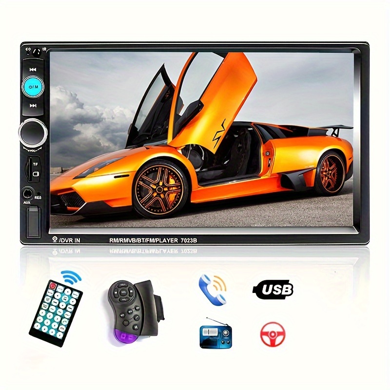 Podofo Estéreo de coche 2 DIN Radio de coche 7 pulgadas reproductor MP5 con  pantalla táctil HD pantalla digital Bluetooth multimedia soporte USB SD