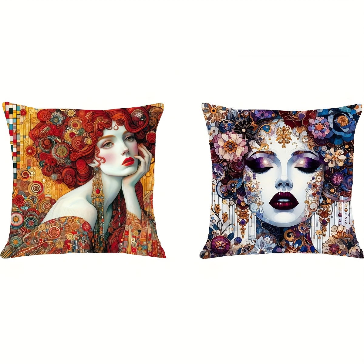 

2pcs Floral Women's Decorative Throw Pillow Covers, 17.7x17.7 Inches - Zippered Polyester Cushion Cases For Living Room, Bedroom, And Hallway Decor