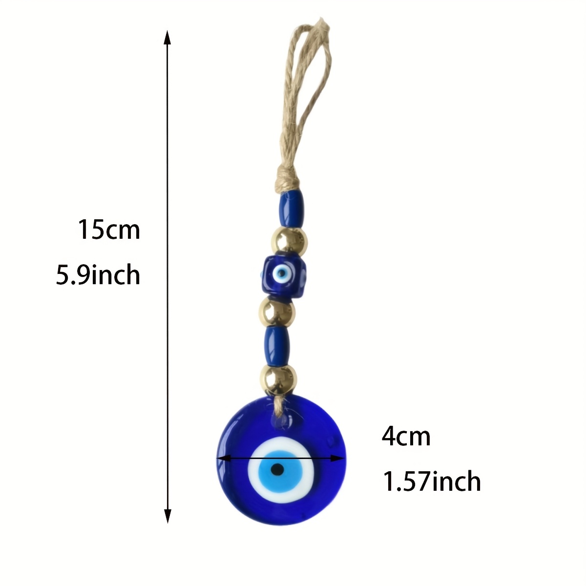 TEMU Décoration accrochée à l'œil bleu fait main - Style bohème unique et coloré avec des perles en verre et des accents dorés - Parfait pour la