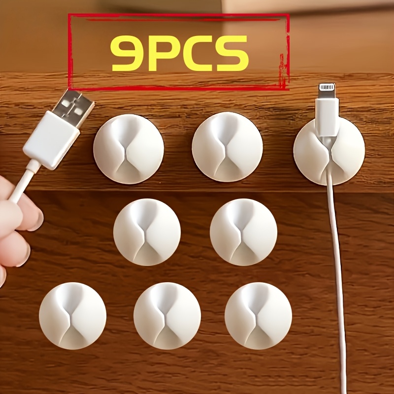 TEMU 9 Organizador de escritorio con hebilla para sujetar cables de , auriculares, cables de carga y líneas, dispositivo fijador de tarjetas para