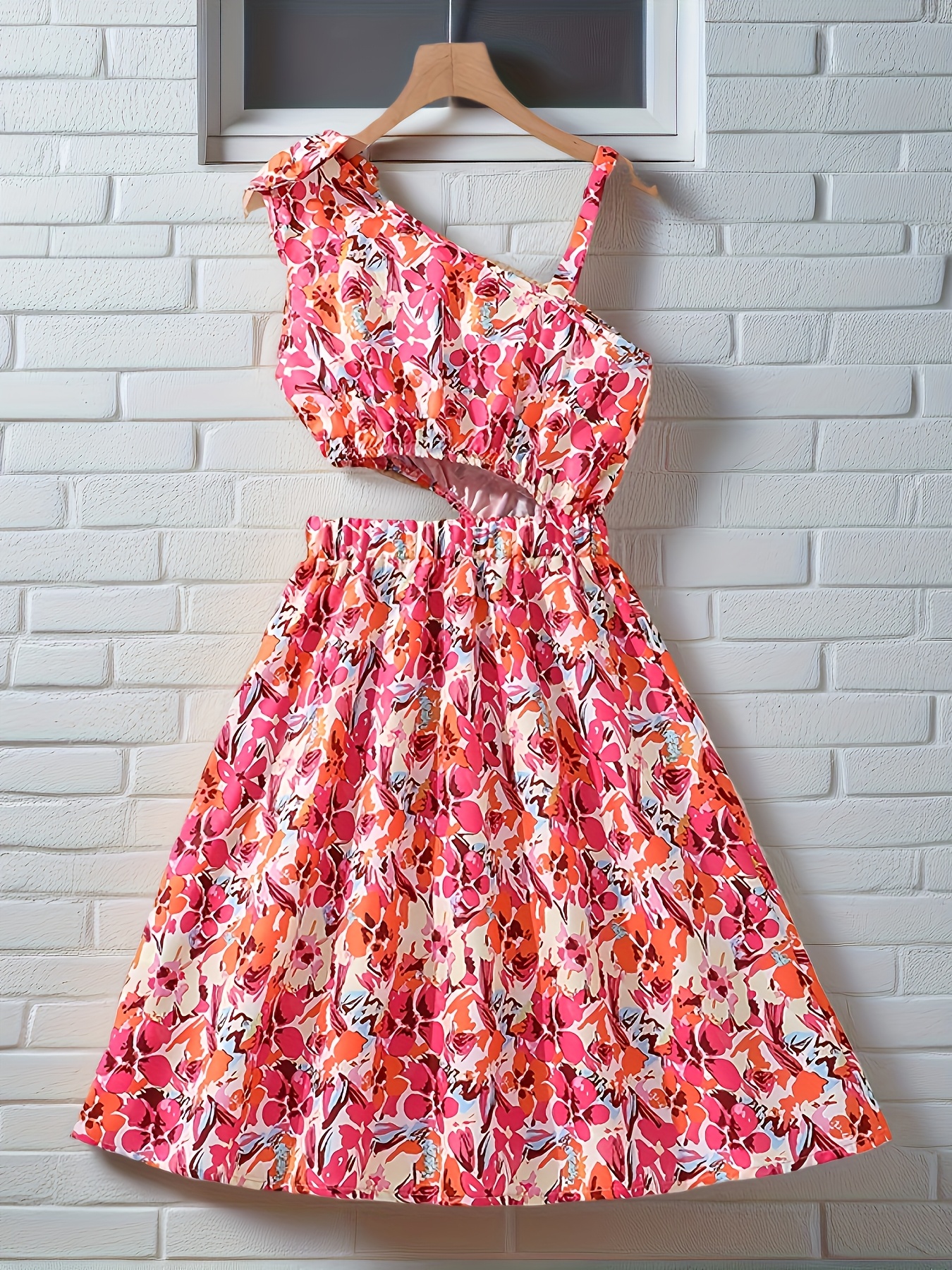 Teen Girl's Summer Floral Dress with Bow Strap & Keyhole Neckline - Short  Sleeve A-Line Dress for Weddings, Parties, Beach Outfits - Lightweight ...