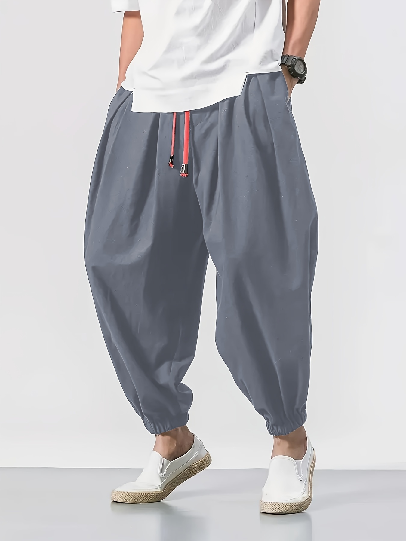 men's casual loose fit drawstring pants adjustable waist - Temu Australia