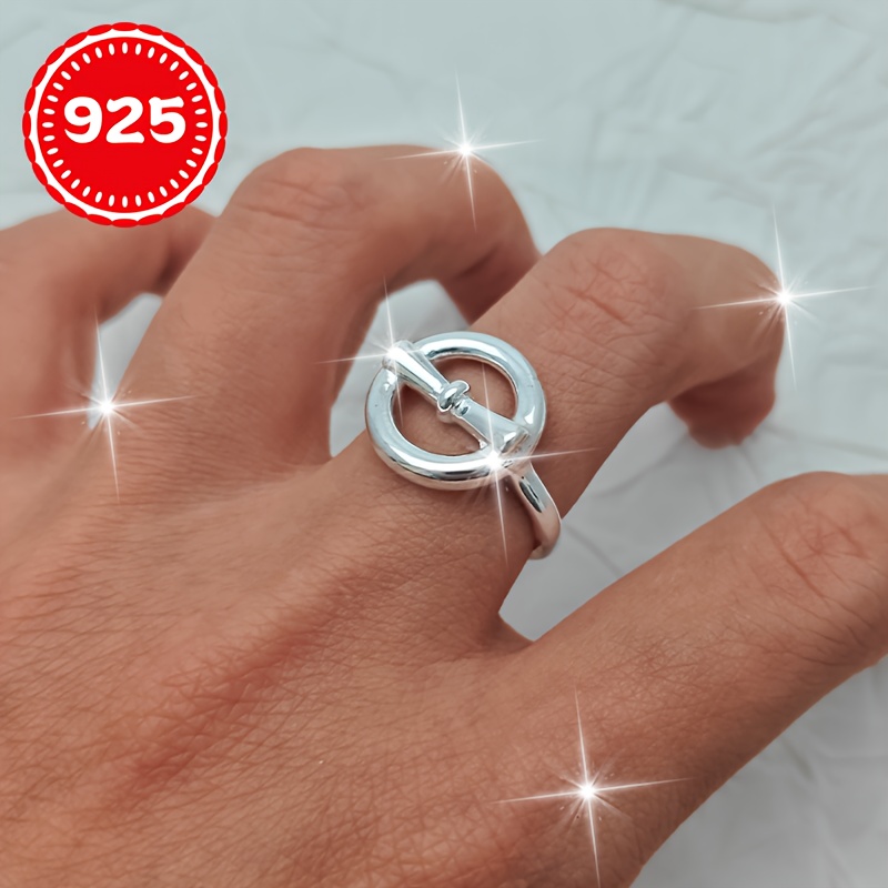 925 Sterling Silver Hypoallergenic Geometric Hollow Ring