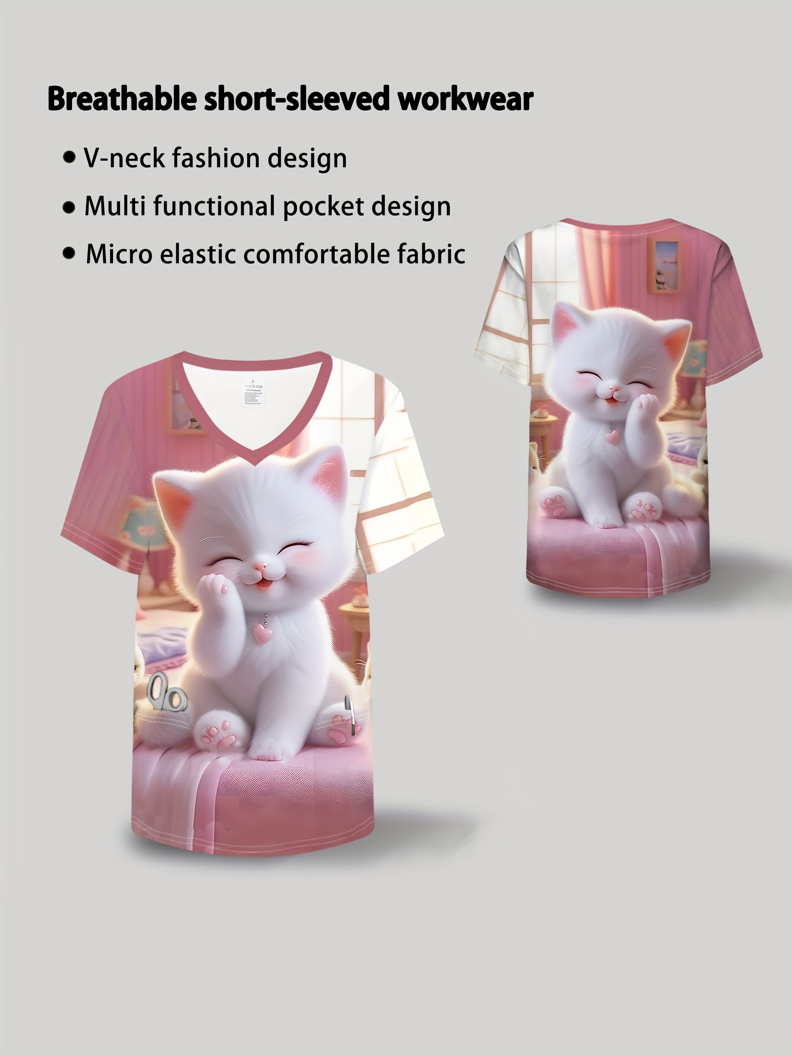 Cute Cartoon Cat Pink Scrub Caps Adjustable Working Cap Surgical 並行輸入品 Cute Cartoon Cat Pink Scarf Background Stock Photos - Free