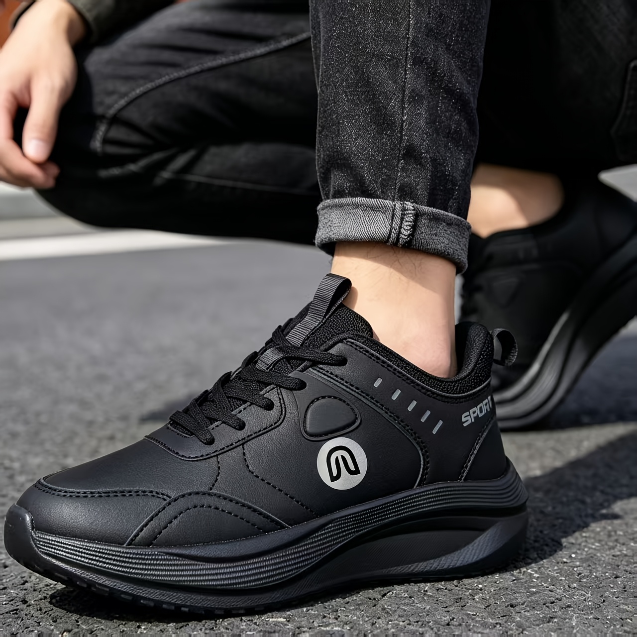 Men's Large Wide Width Sneakers with Thick Platform