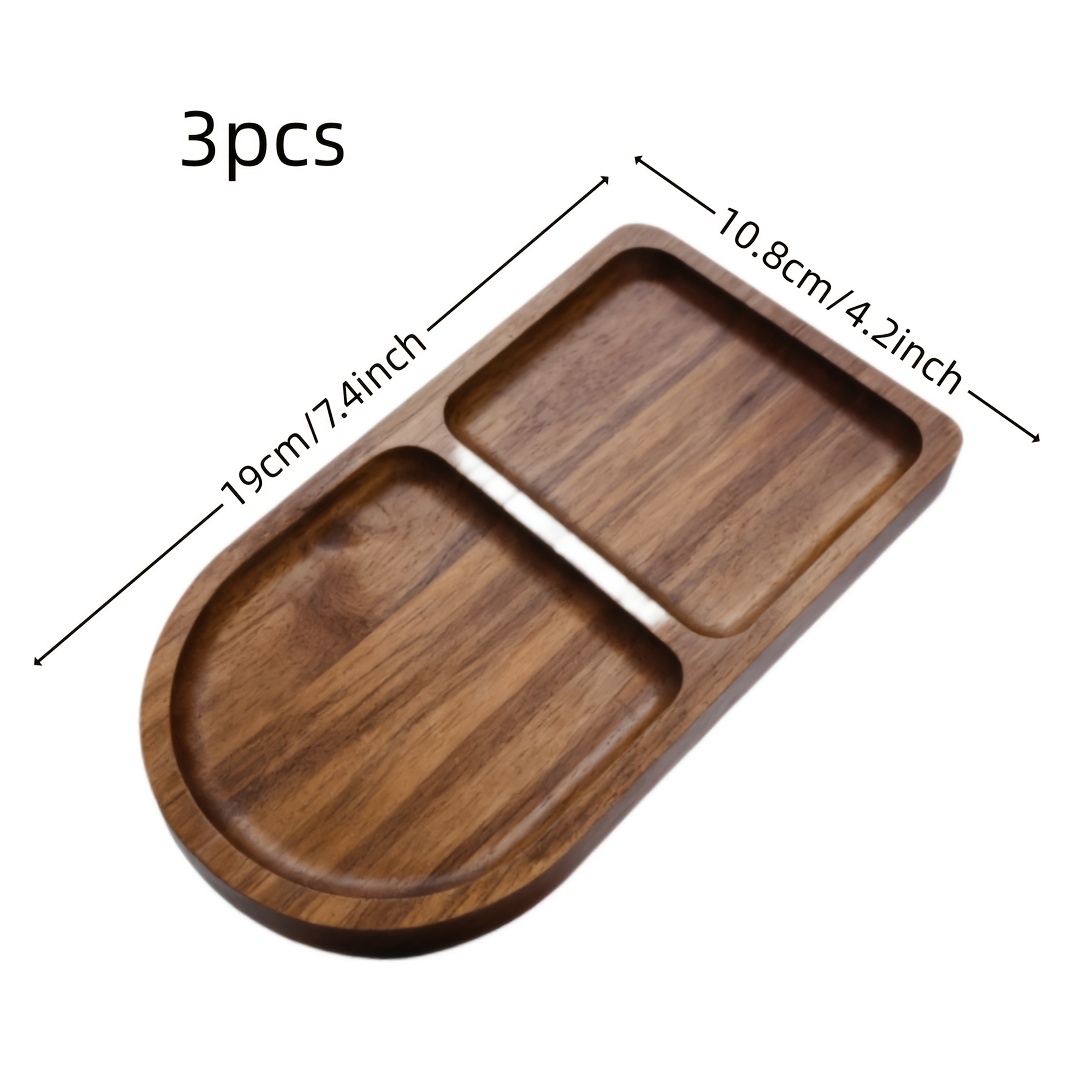 E-shop 3er-Set Acacia Holz Tabletts - Ovale Holz Servierplatten, geeignet für Küchenarbeitsplatte, Couchtisch-Mittelstück, Kerzen und Ornamente -