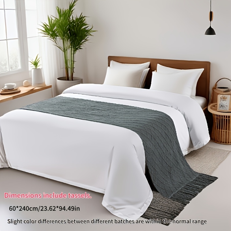TEMU Bed End Towel, Home Bedroom Living Room Decorative Bed End Sofa Blanket, Light Luxury Minimalist Blanket, Bed Runner, Bedspread, Bed End Towel.