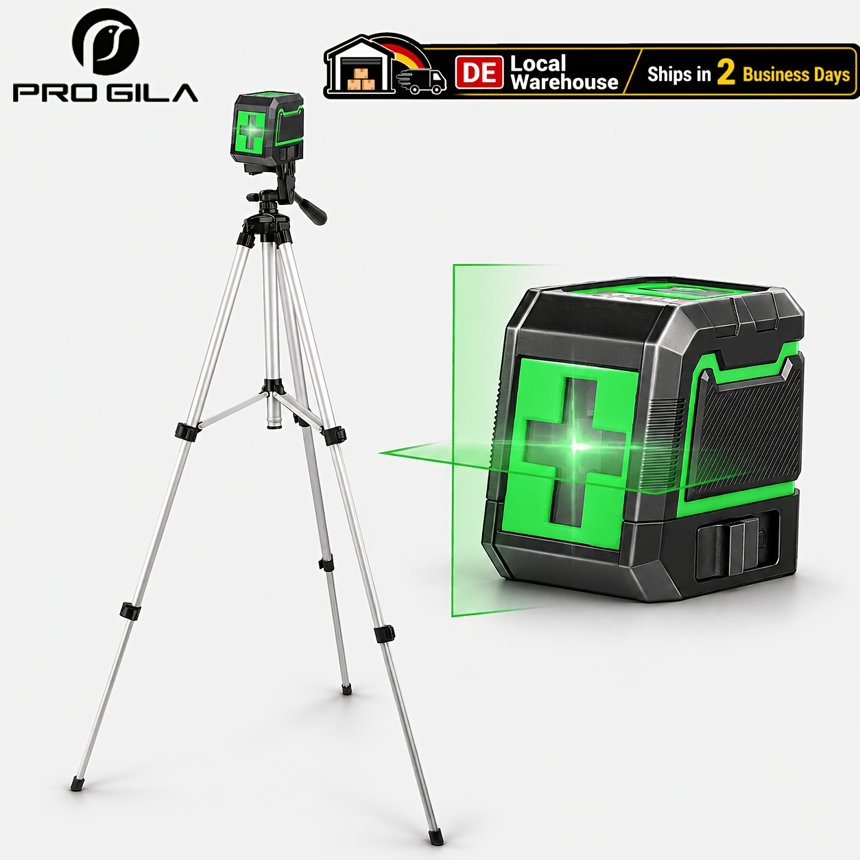 Image of Pro Gila Green Cross Line Laser Level, Horizontal And Vertical Laser Level Tool, Compact Wall Laser Level Kit With Carrying Bag For Picture Hanging, Construction, Home Renovation, Diy And Carpentry
