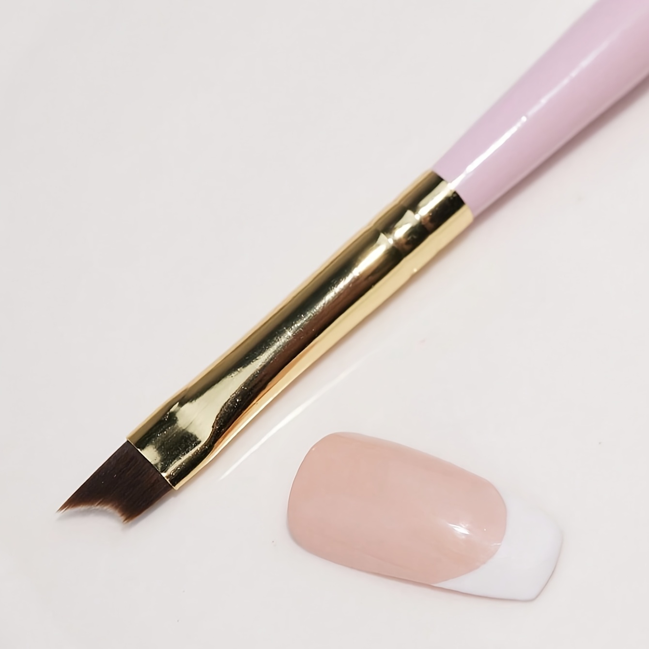 TEMU 1pc Pink Nail Art Crescent Brush, Special-shaped Nail Brush, French- Nail Brush, Nail Art Tool