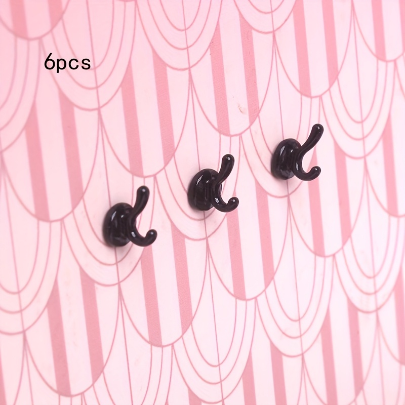 6pcs/1 Set Dollhouse Hooks Mini Wall-mounted Clothes Hooks Simulation Hooks Glue Not Included Black White Pink Random 3 Colors