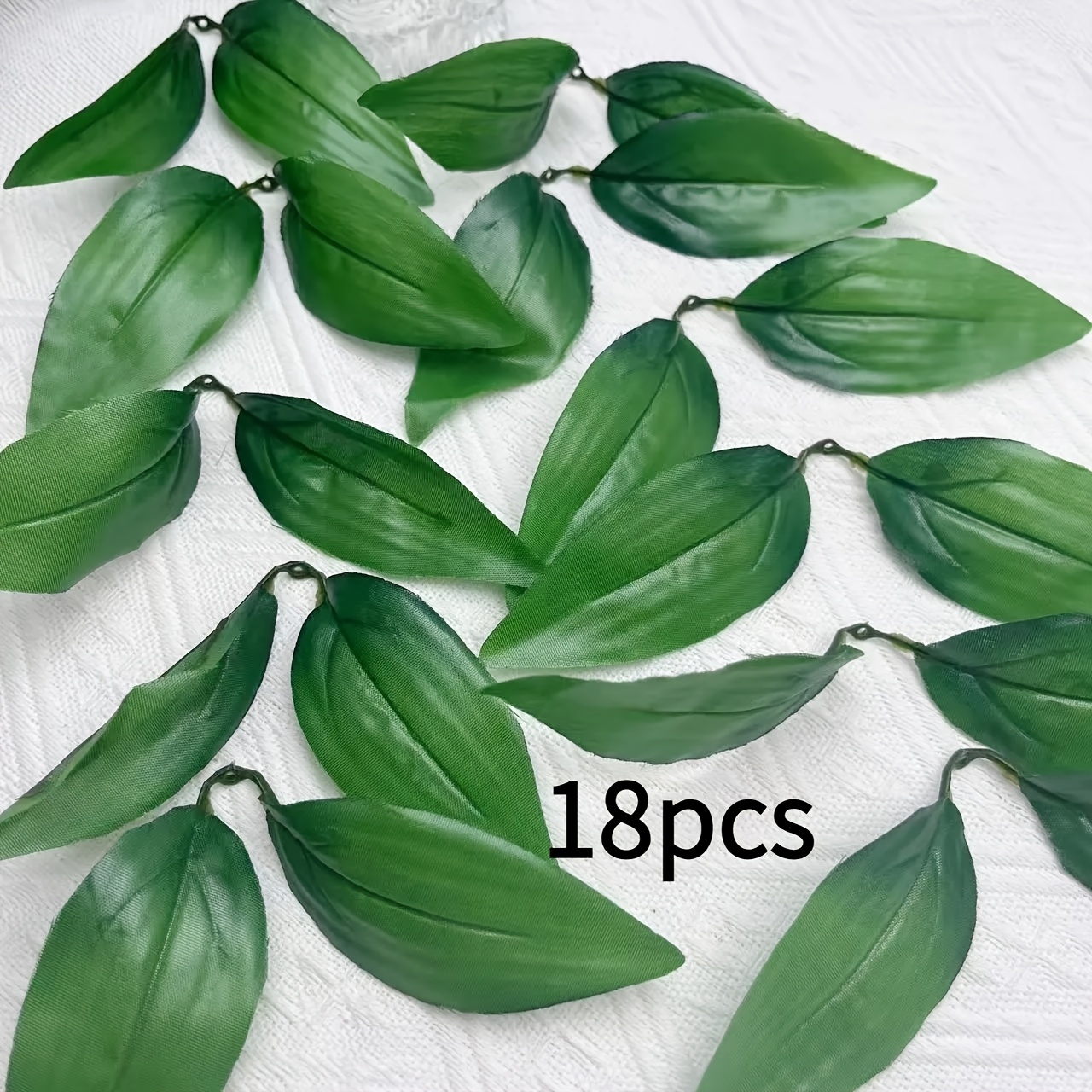 Image of 18pcs Simulation Lily Leaves Handmade Stocking Flower Material Additions Suitable For Handmade Bouquets, Home/garden Decoration, Plant Wall Decoration, Photography Props - No Electricity Required