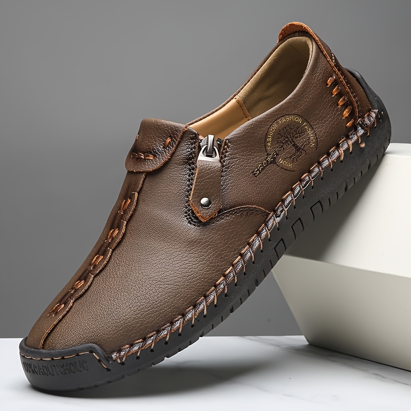 Women's Handmade Casual Loafers, Comfortable Sneakers with Zipper Closure
