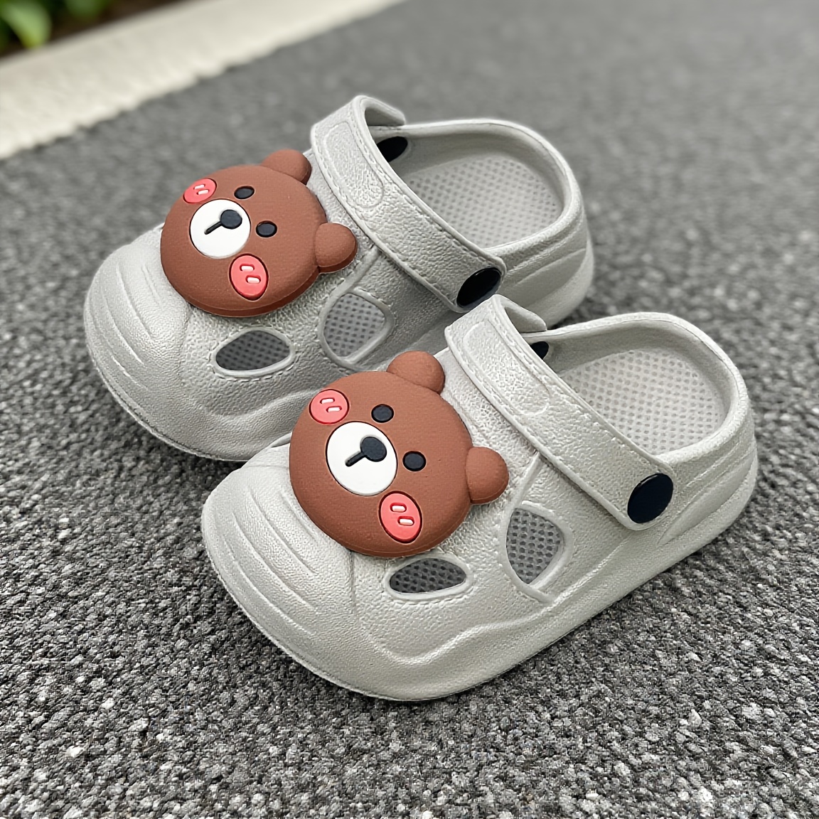 TEMU Summer And Autumn ' Cartoon Cute Bear Non-slip Shoes, Lightweight Casual Sandals For Outdoor , Soft