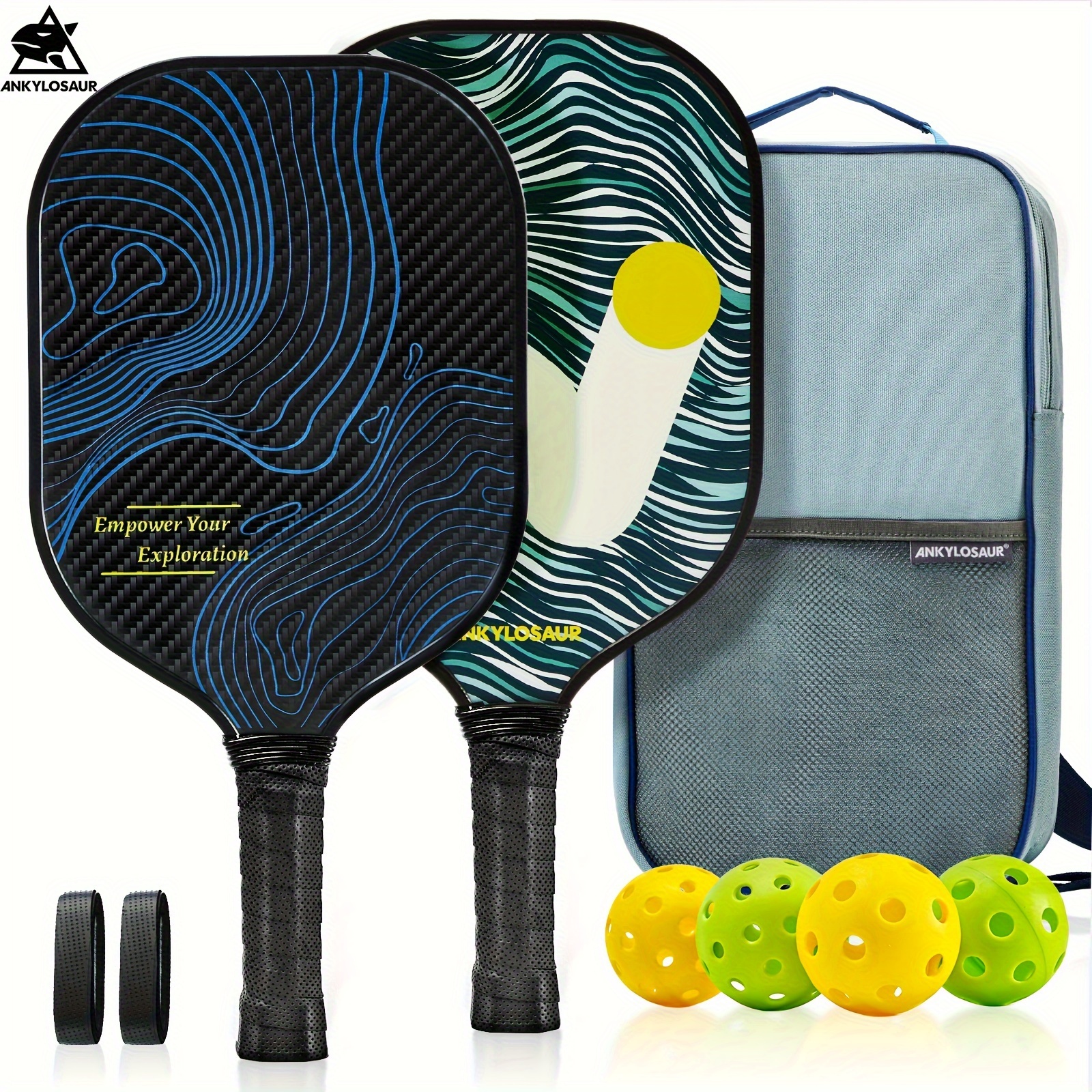 

2pcs/set Pickleball Paddles With Advanced 3k Carbon Surface, Includes 1 Portable Carry Bag, 2 High-performance Grip Tapes, And 4 Pickleballs