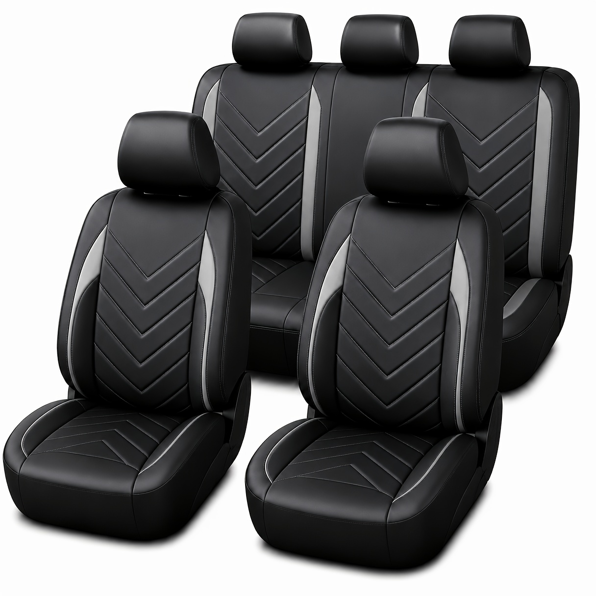 5pcs Universal Pu Leather Car Seat Cover Set, Full Coverage Seat Protector, Wear Resistant Breathable Cushion, Suitable For Sedan Suv Pickup Truck