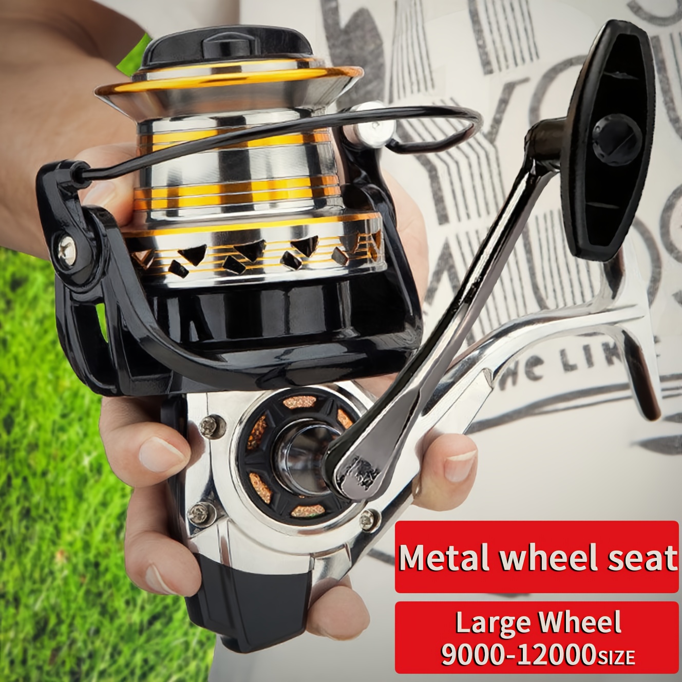 9000-12000 Model Extra-Large Size Fishing Reel, 4.0:1 Gear Ratio,  Long-Distance Casting, Durable Aluminum Alloy and PA Material, Spinning  Reel, Heavy-Duty Metal Handle, for Freshwater and Saltwater ...