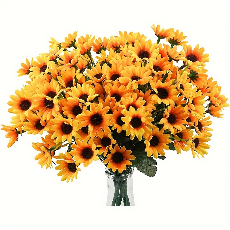 

6 Bundles Sunflowers Artificial Flowers Yellow Daisy Fake Flowers Outdoor Uv Resistant No Fade Fall Flowers 22 Stems Greenery Shrubs Indoor Outside Home Wedding Office Diy