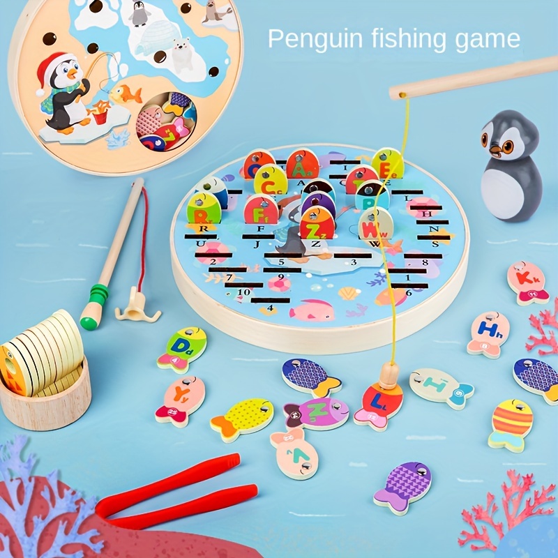 Wooden Magnetic Fishing Toys, Montessori Educational Alphabet