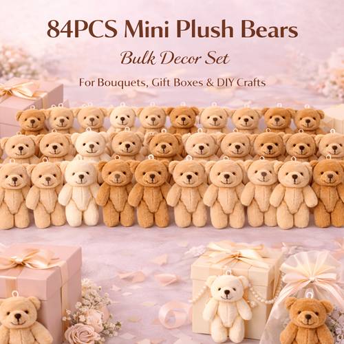 84pcs mini plush teddy bulk pack for bouquets gift wrapping party favors diy crafts cute hanging bear decor set