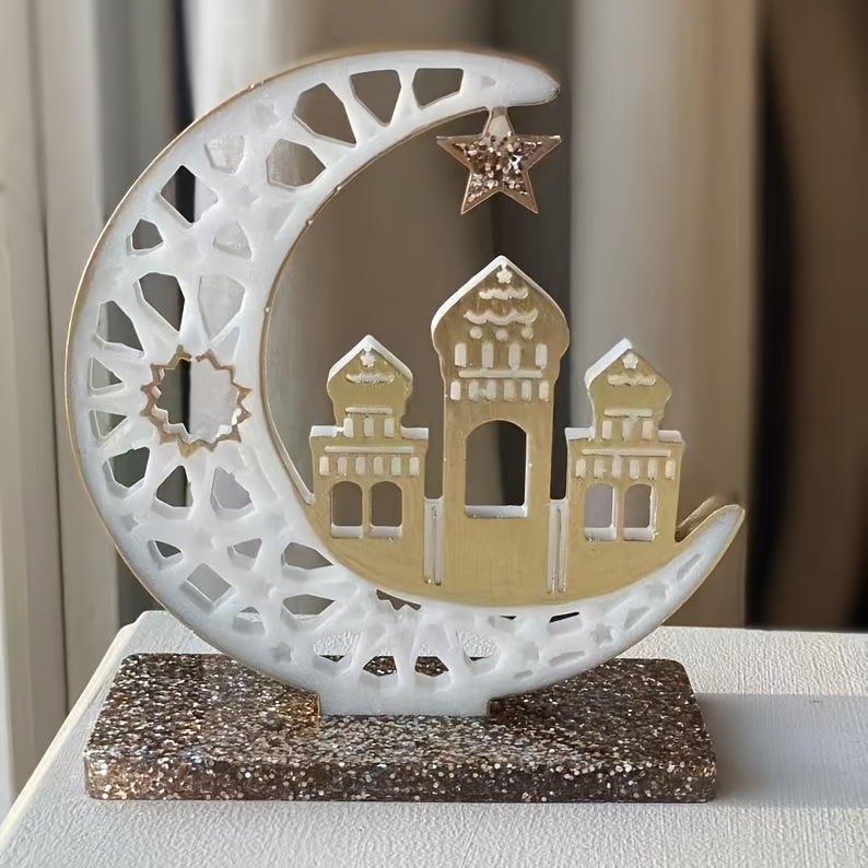 moon display rack resin silicone molds with hollowed out star and     base suitable for with plaster clay concrete or resin ideal for crafts home decor ramadan eid gifts durable easy to demold reusable Product details 5