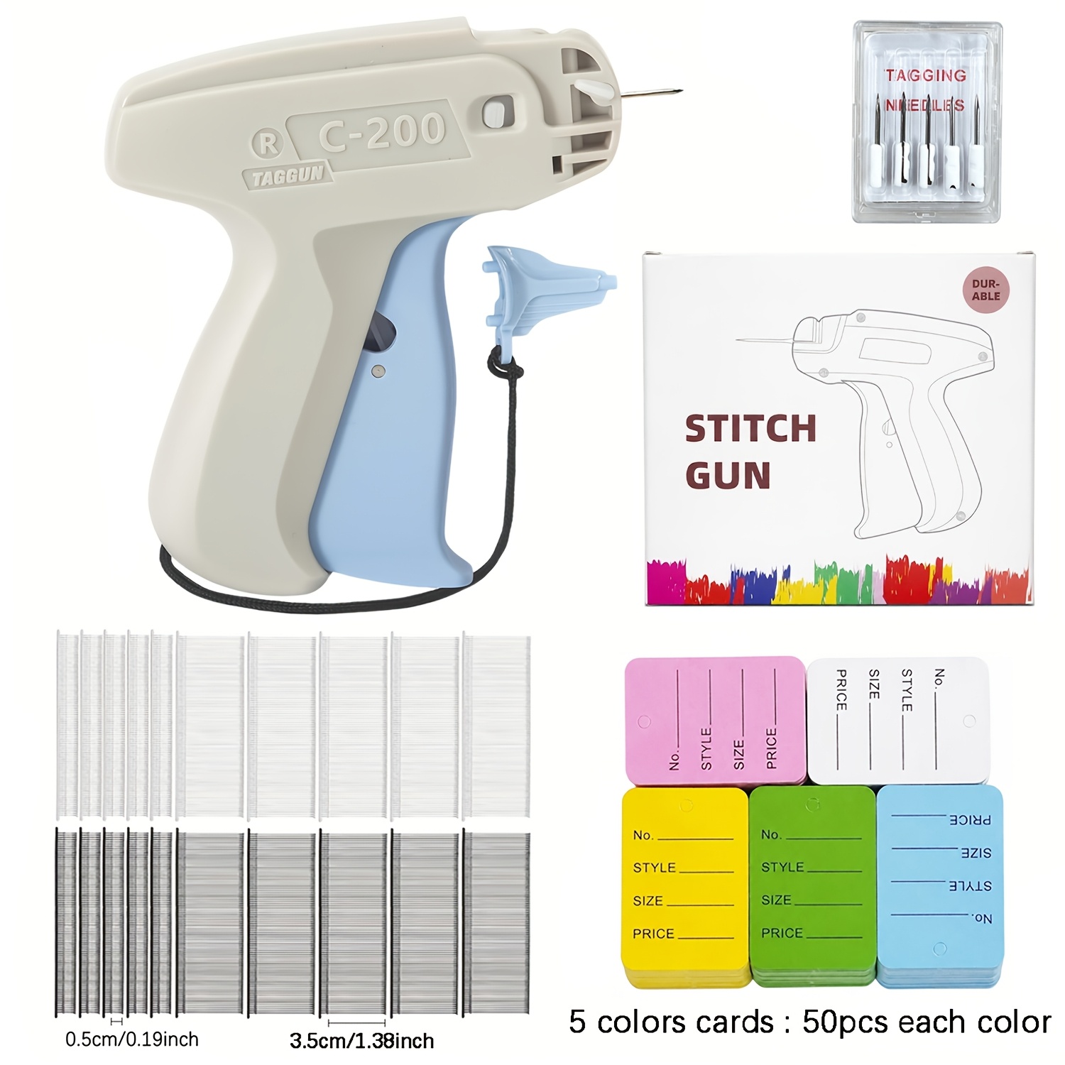 TEMU 2258pcs Upgraded Needle Tag Gun, Including 1 Fine Needle Tag Gun, 6 Gun Needles, 2000 Fasteners, 250 Labels, And 1 . Needles Will Not Damage