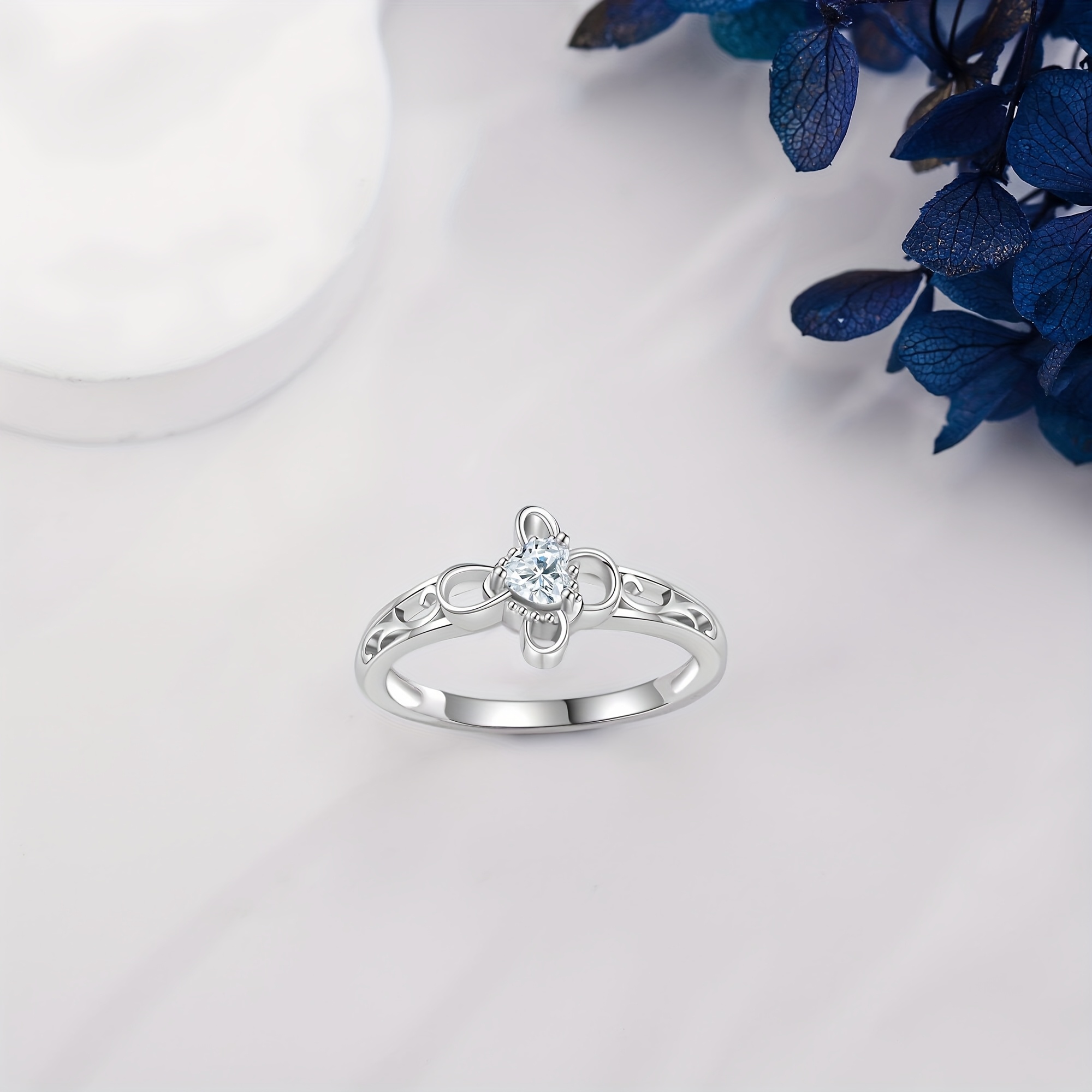 Cross Ring for Women Sterling Silver Heart Faith Ring