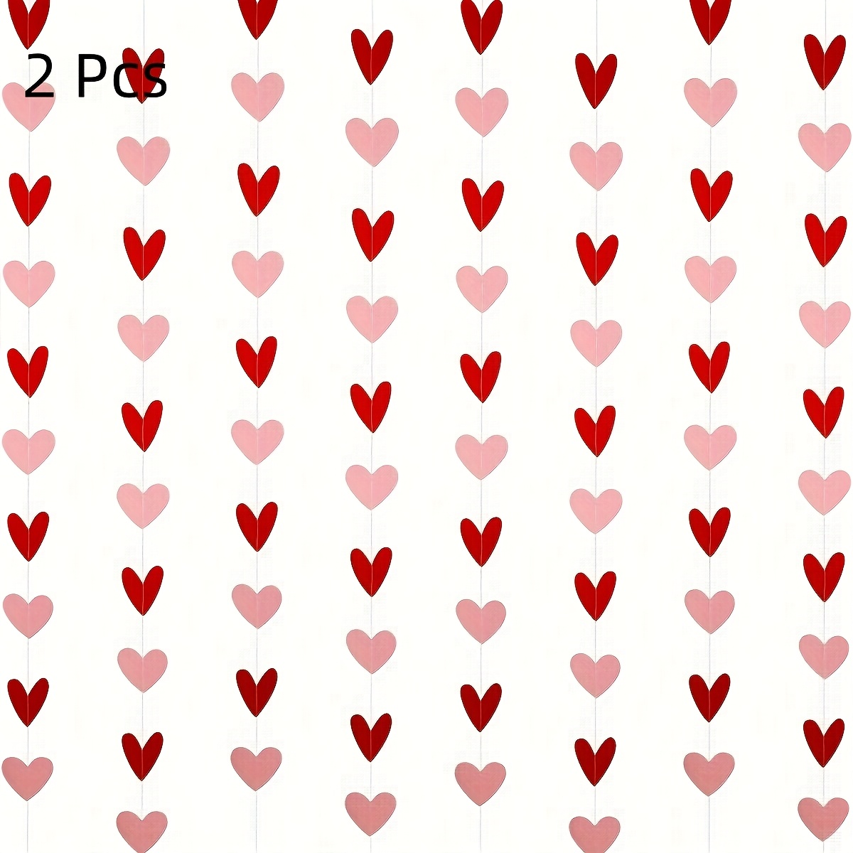 Image of 2pcs Red Heart Pendants | Perfect For , Bachelor Parties, Proposal Ceremonies, Wedding Anniversaries, Wedding Celebrations | Paper Tassel Decorations, A Warm Family Atmosphere, No Required