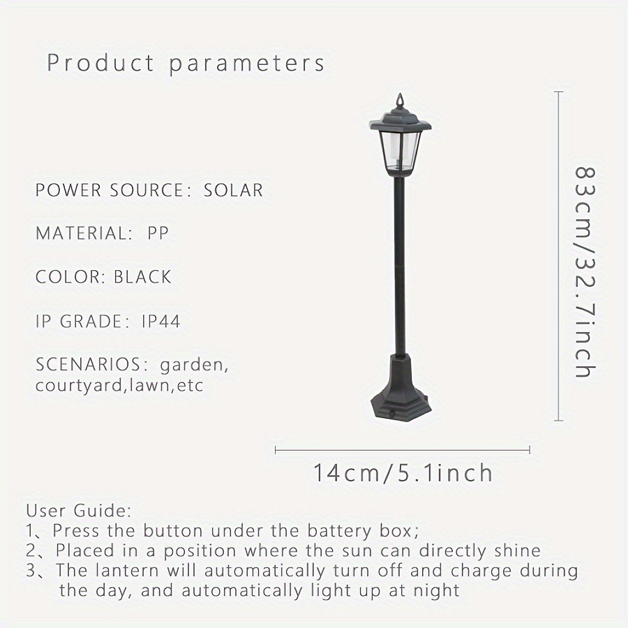 1pc Decorative Small Road Lamp, Solar Energy Retro Style Small Road Lamp, Outdoor Lawn Lamp Outdoor Free Wiring Courtyard Garden Atmosphere Lamp, Pillar Lamp, Ip44