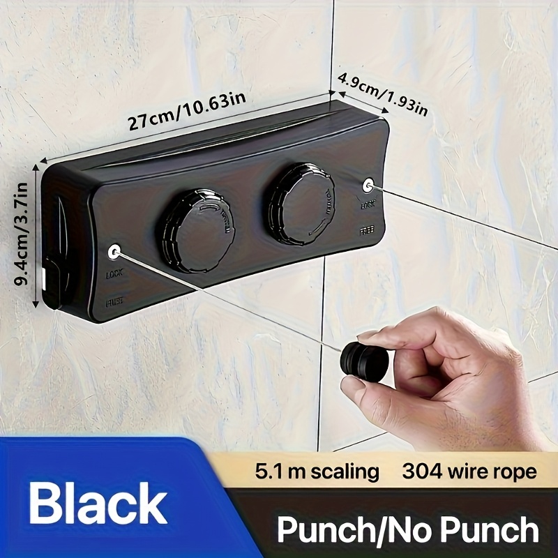 Retractable Double-Line Clothesline - 5.1 Meter Stainless Steel Indoor Invisible Roller, Compact Laundry and Towel Drying Rack - Ideal for Balconies or Apartments, Suitable for All Seasons, Clotheslines
