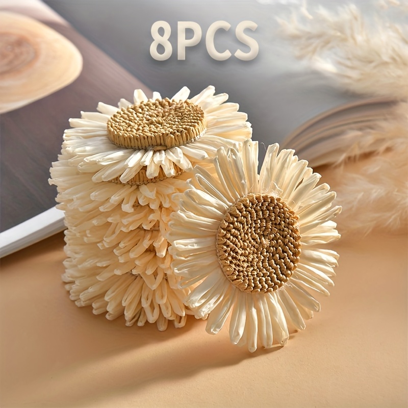 Image of 4/8pcs Simulation Daisy Decoration Crafts, Diy Handmade Decoration Accessories, Suitable For Beach Hats, Clothing, Curtains, Walls, Home Decoration Accessories