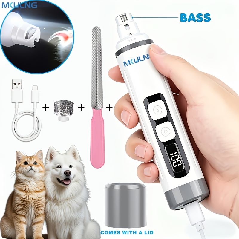 TEMU Nail Grinding And Trimming Set, Three-speed Nail Grinder   Safety Clipper With Light, Type-c Fast Charging, Low-noise Design, Painless And