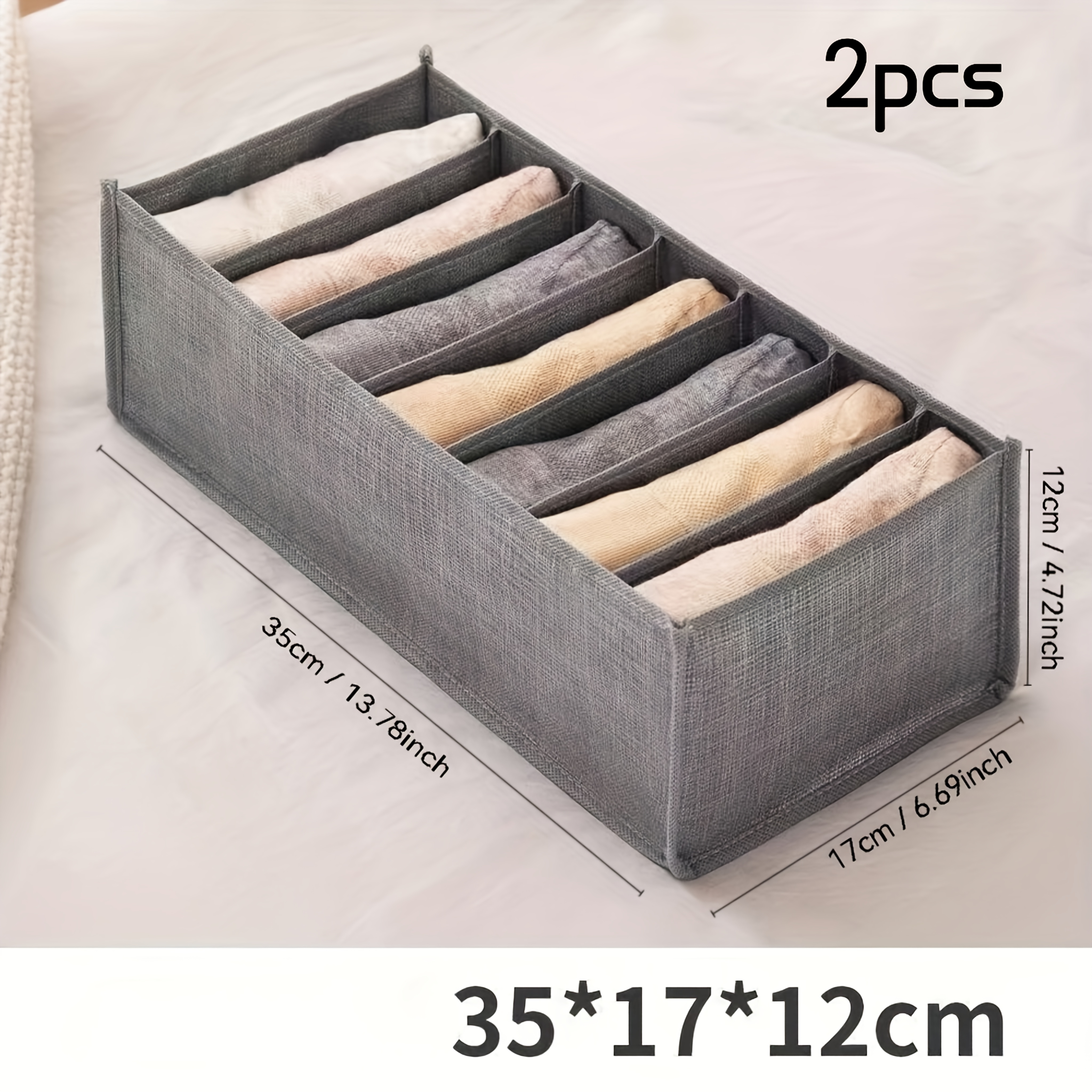 TEMU 2pcs Heavy-duty Multi-compartment Clothing Storage Bins With Front Panels And Sturdy Lids - Heavy-duty Fabric Wardrobe Organizer, Suitable For
