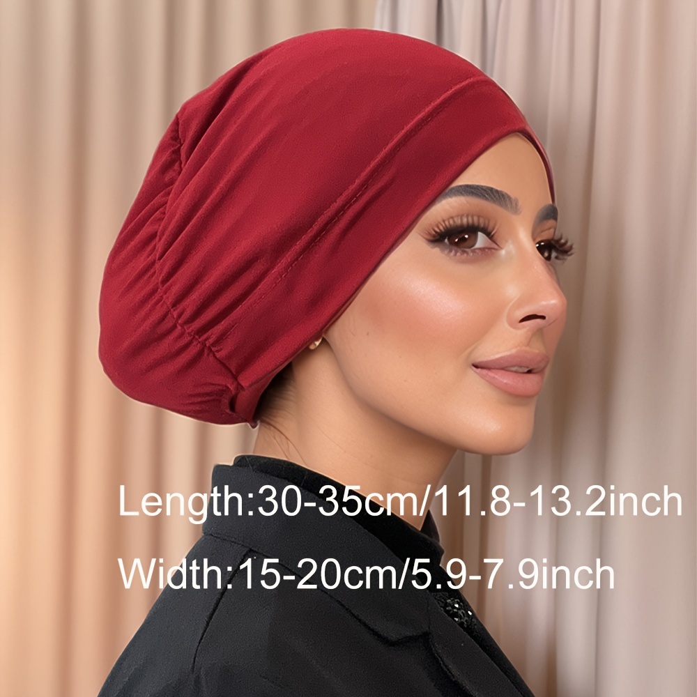 2pcs/Set Solid Color Muslim Headscarf with Closed Back Cap