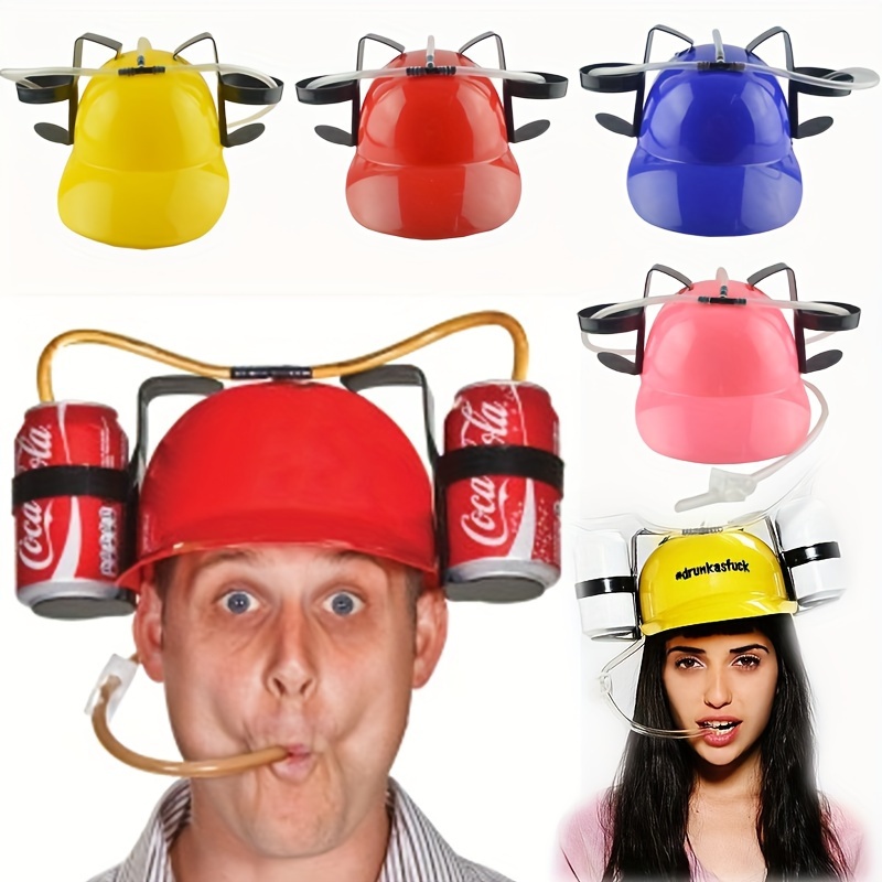 

1pc Plastic Drinking Helmet With Straw - Hand Wash Only Beverage Hat For Parties, Events, And Drinking Games - No Electricity Or Feathers Required