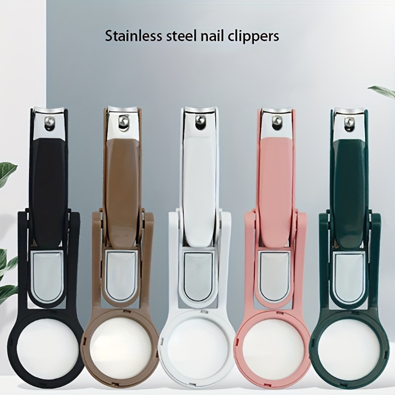 

Easy-grip Nail Clippers With Magnifying Glass - Stainless Steel, Splash-proof For Seniors & Toenails