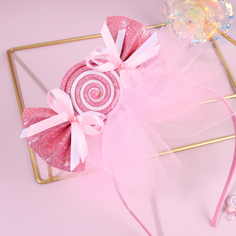 TEMU 1pc Sparkly Lollipop Party Headband, Glitter Tulle Hair Band, Party Hair Accessory For Birthday, Styling & Holiday Photo Props I Halloween I