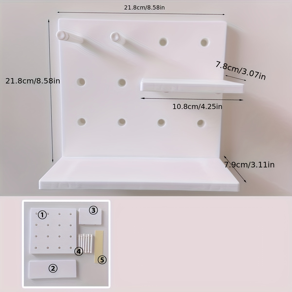 E-shop 1 Stück Wandregal ohne Bohren, Nordisches Minimalistisches Kunststoff-Steckbrett für Wohnheime Schlafzimmer, Schwebende Regale